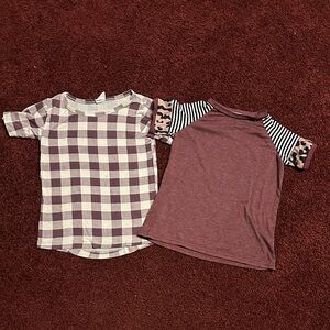 kate quinn Kids Plaid and Patterned Tees - Purple and Maroon